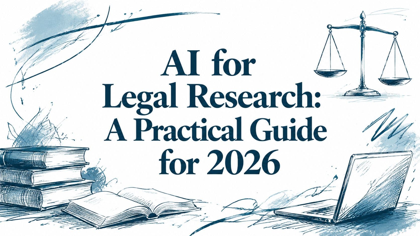 AI for legal research guide cover with legal technology imagery.