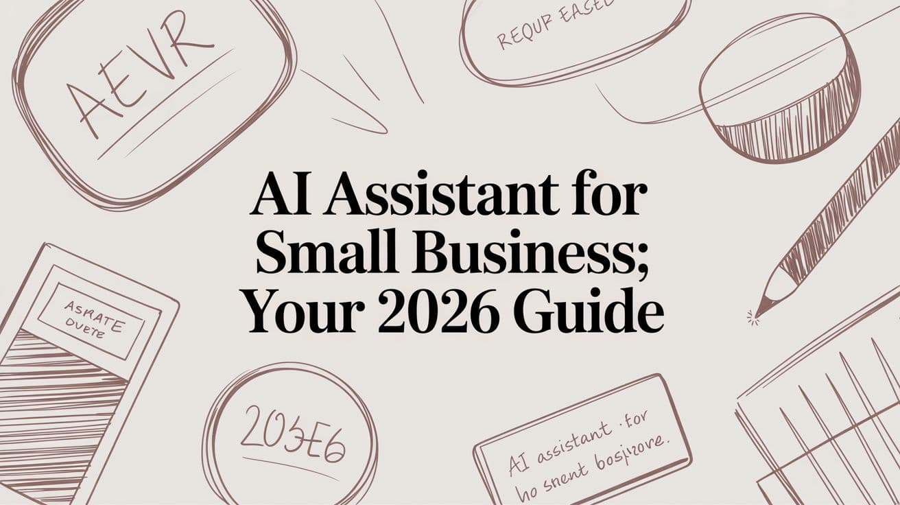 Illustration of an AI assistant helping with small business tasks.