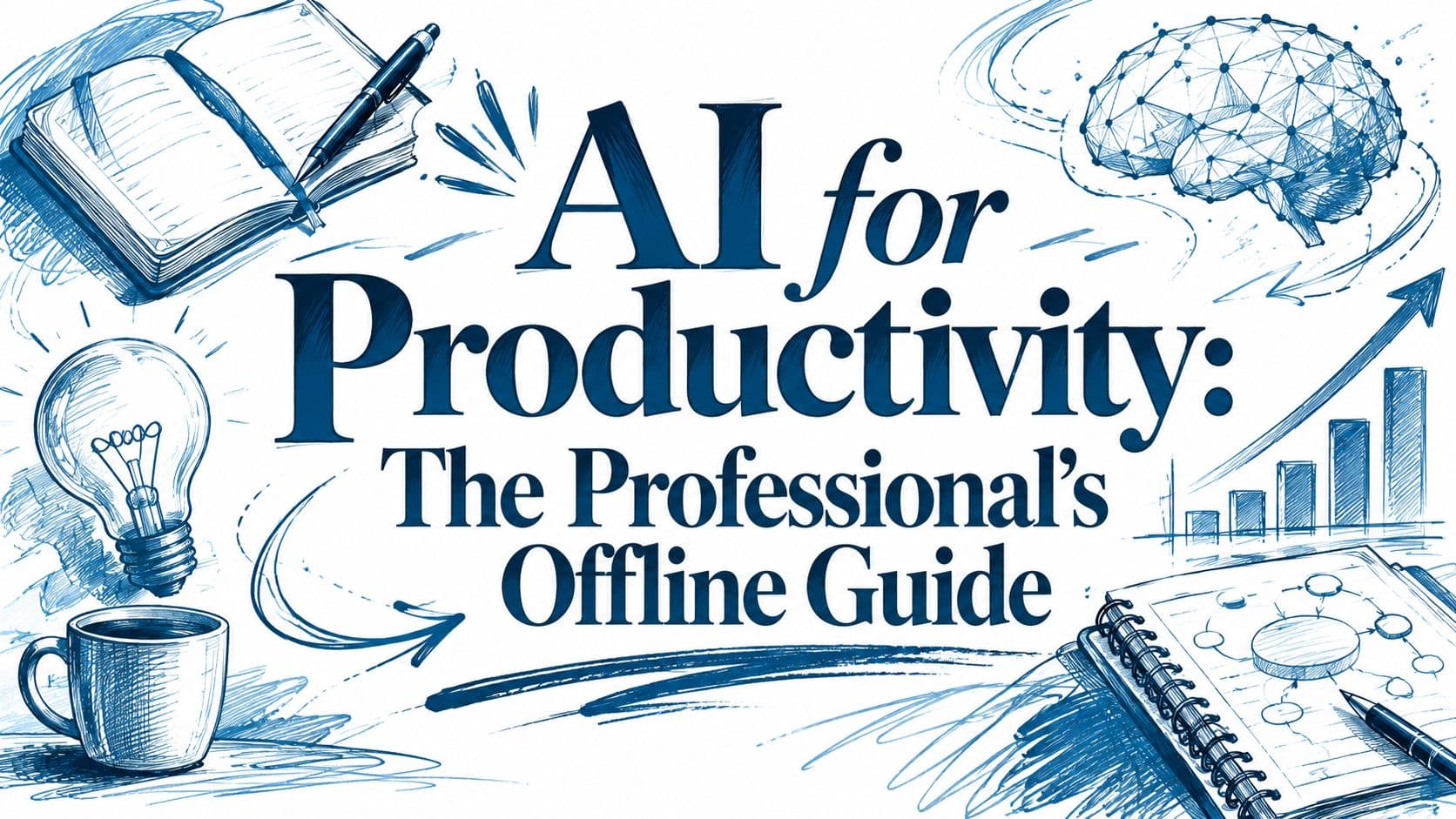 AI for productivity guide cover showing an offline workflow for professionals.