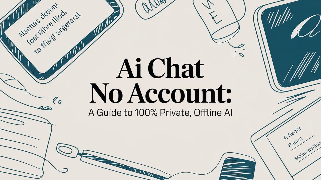 Digital illustration for private offline AI chat with no account.
